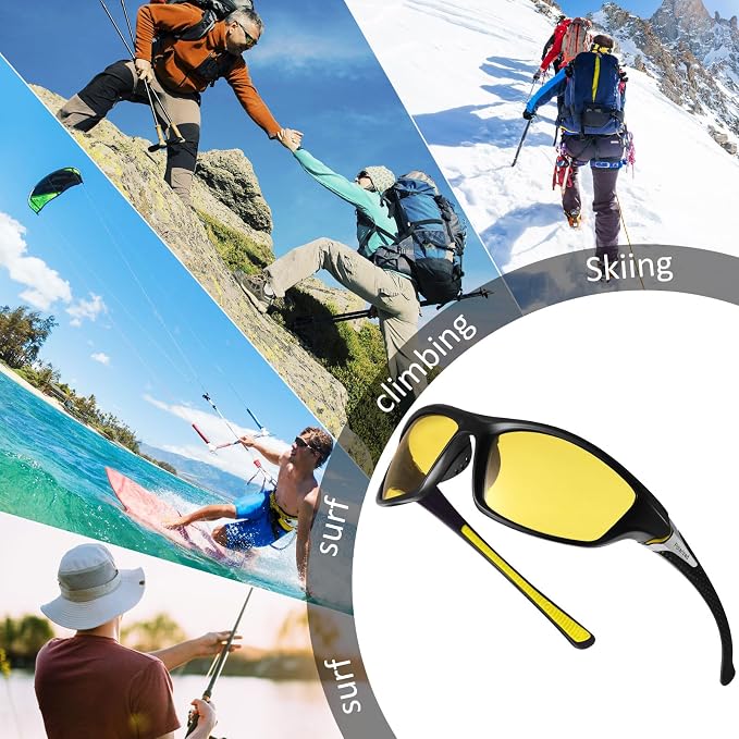 TOODOO 4 Pairs Men Polarized Sunglasses with UV Protection Driving Glasses Sports for Sport Outdoor Activities