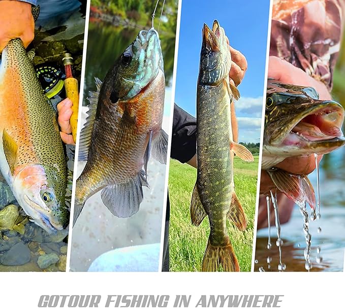 GOTOUR Pre-Rigged Soft Fishing Lures with Weedless Hook, Lifelike Paddle Tail Swimbaits for Bass Fishing, Freshwater & Saltwater Fishing Bait, Fishing Tackle for Bass, Pike, Trout, and Walleye