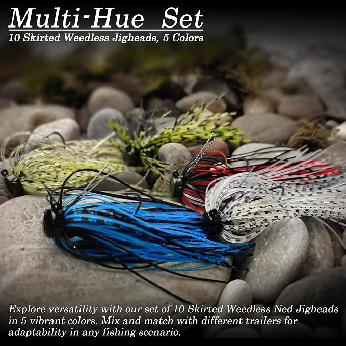 Ned Rig Jig Heads Soft Plastic Worms Fishing Lures Kit, 60/50/10 Pcs Weedless Skirted Mushroom Ned Rigs Jighead Hooks Stick Baits Bass Fishing Lures for Freshwater Saltwater