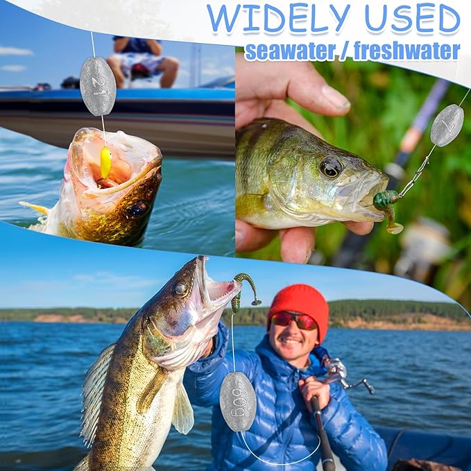 Egg Weights Fishing Sinkers Weights Assortment Lead Oval Shaped Drop Weights Sinker Tackle for Freshwater Saltwater Fishing Bass Casting