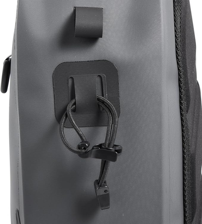 Xelfly Waterproof Fishing Sling Backpack Bag with Rod Holder, Gear Loops - Submersible Zipper, Rugged Top Handle, Adjustable Attachments (Gray)
