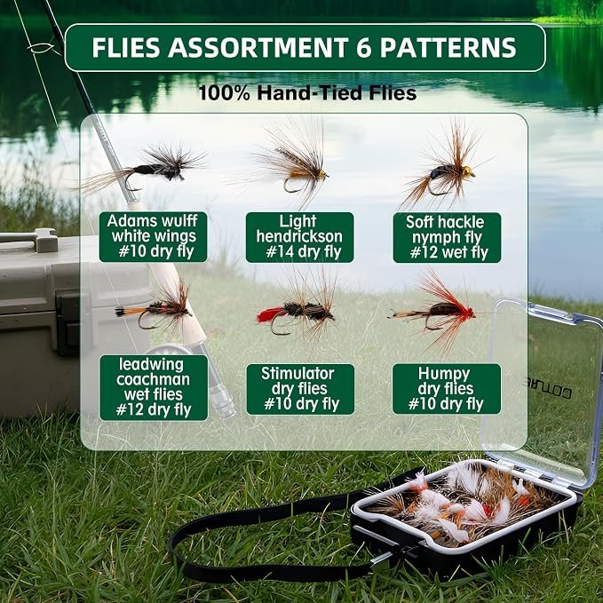 Goture Waterproof Fishing Waist Pack, IPX8 840D TPU Large Tackle Bag with Rod Holder, Airtight Zipper Closure, Fly Fishing Bag with Adjustable Waist Strap, Sling Fanny Pack with 30pcs Flies, Fly Box