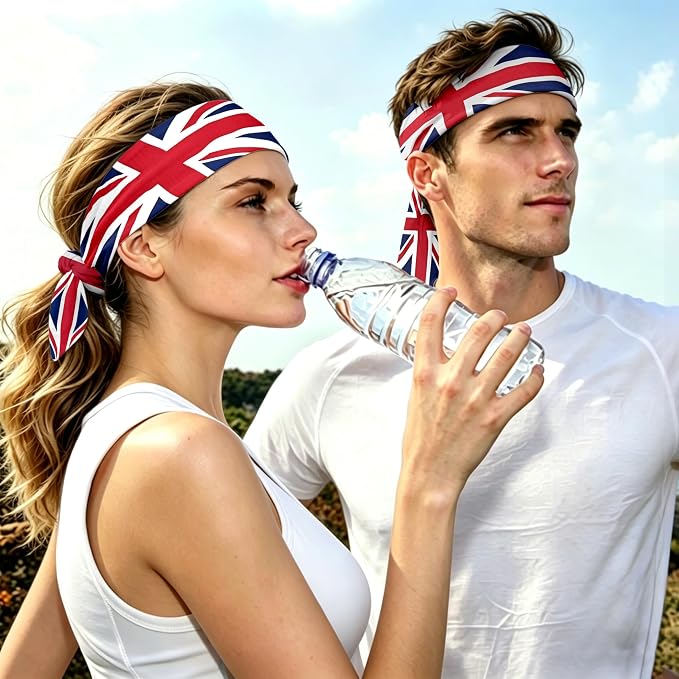 Flag Tie Headbands for Men Women, Moisture Wicking Sweatband Breathable Sports Headwrap, Non-Slip Stretchy Adjustable Fitness Hair Band