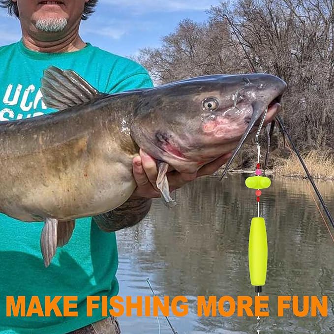 SILANON Catfish Rig Tackle Making Kit, Catfishing Tackle Accessories with Catfish Floats Catfish Hooks Swivels Fishing Rattles Bells Beads Bobber Stoppers Catfishing Gear Equipment