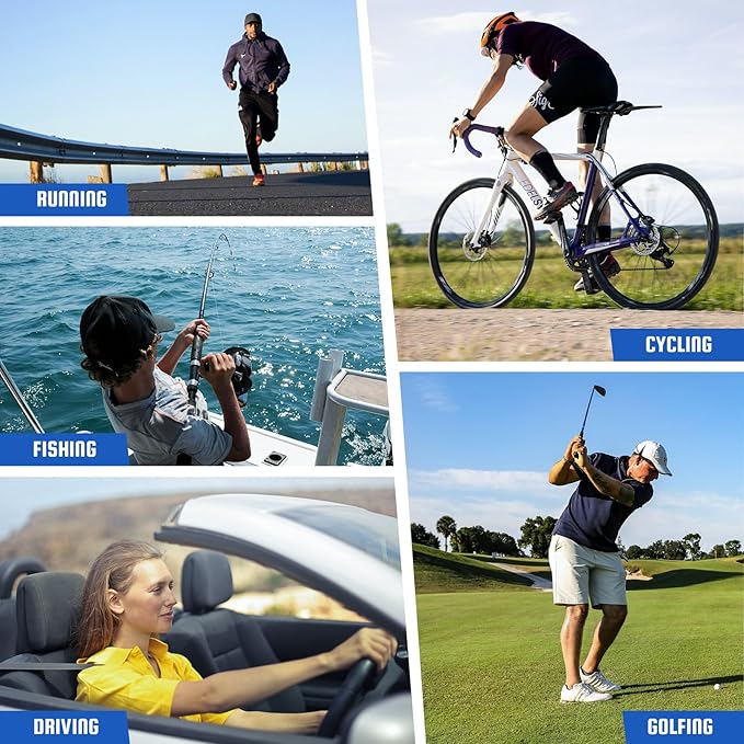 XVXV 3 Pack Polarized Sports Sunglasses for Men, UV Protection Half Frame Sunglasses Comfortable for Running Cycling Driving