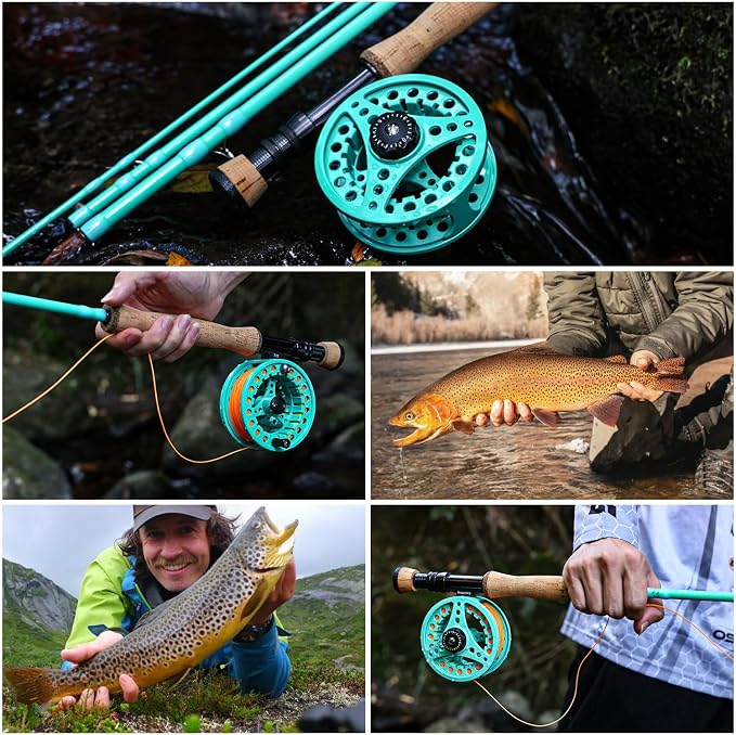 Sougayilang Fly Fishing Combo, 4 Piece Fly Rod and CNC Machined Aluminum Alloy Reel Complete Starter Package with Rod Bag