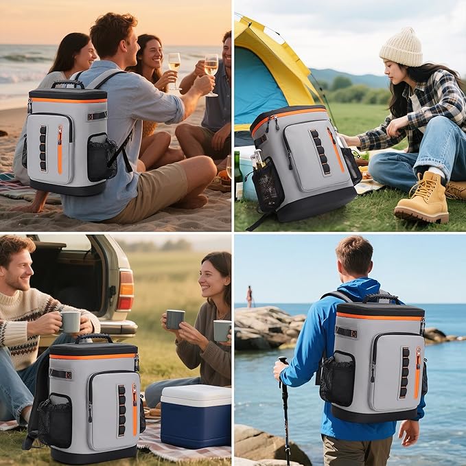 35 Can Insulated Cooler Backpack, Waterproof Leak Proof Cooler Bag for Beach Hiking Camping Travel Outdoor