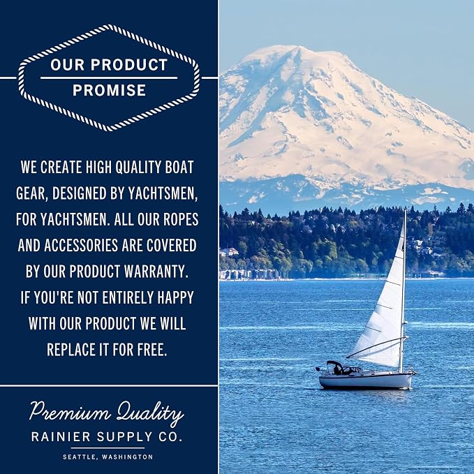 RainierSupplyCo 2 Pack Boat Anchor Rope - Double Braided Marine Rope Anchor Line - 50 ft x 1/4 Inch Nylon Boating Line with 316 Stainless Steel Thimble and Heavy Duty Marine Grade Bow Shackle - Black