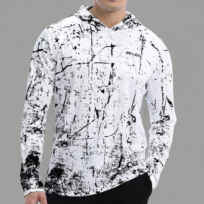 Men's UPF 50+ Sun Protection Hoodie Shirt Long Sleeve SPF Fishing Outdoor UV Hiking Lightweight Shirts
