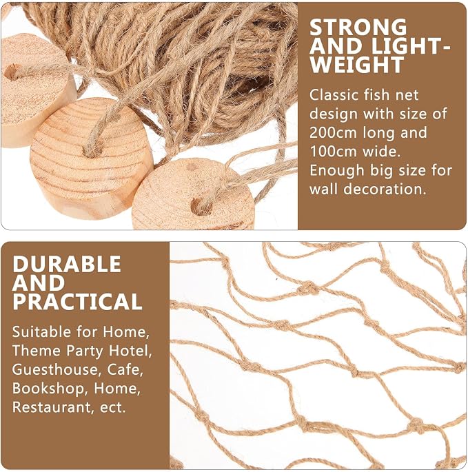 WINOMO Decorative Fishing Net Decor Natural Fish Net Party Decoration Fish Net Decoration for Wall Home Decoration Photographing Accessory, 80x40 inch