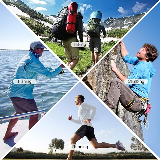 Roadbox UPF 50+ Fishing Shirts for Men, Long Sleeve UV Sun Protection Hoodie, Outdoor Hiking Running Swimming Rash Guard