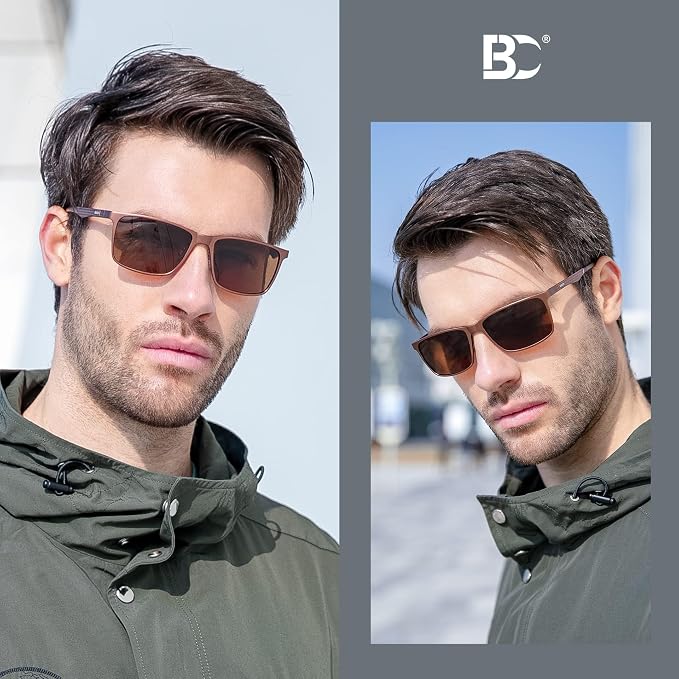 BIRCEN Polarized Mens Sunglasses for Driving: UV Protection Al-Mg Metal Sunglasses Lightweight Shades for Fishing Travel Golf