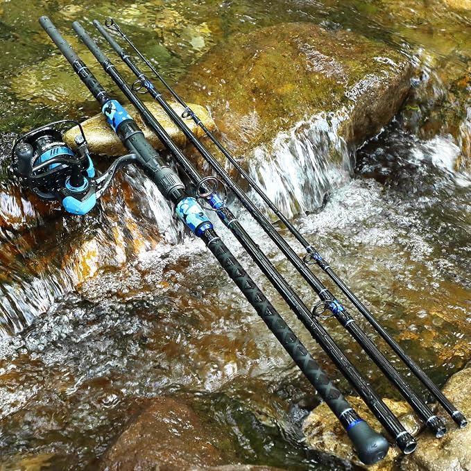 Sougayilang Surf Fishing Rod and Reel Combo, 4 Piece MH/H Saltwater Fishing Combo with 5000 Size Spinning Reel(12'/15')