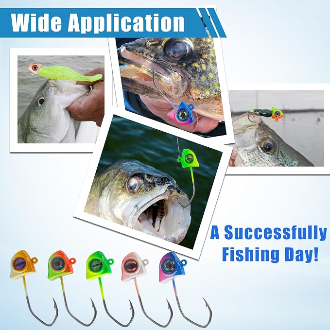 Crappie Jig Heads 25pcs Fishing Jig Head Hooks with 3D Eye Swimbait Jig Heads Soft Lures Fishing Hooks for Walleye Bass Bluegill Crappie 1/32oz 1/16oz 1/8oz