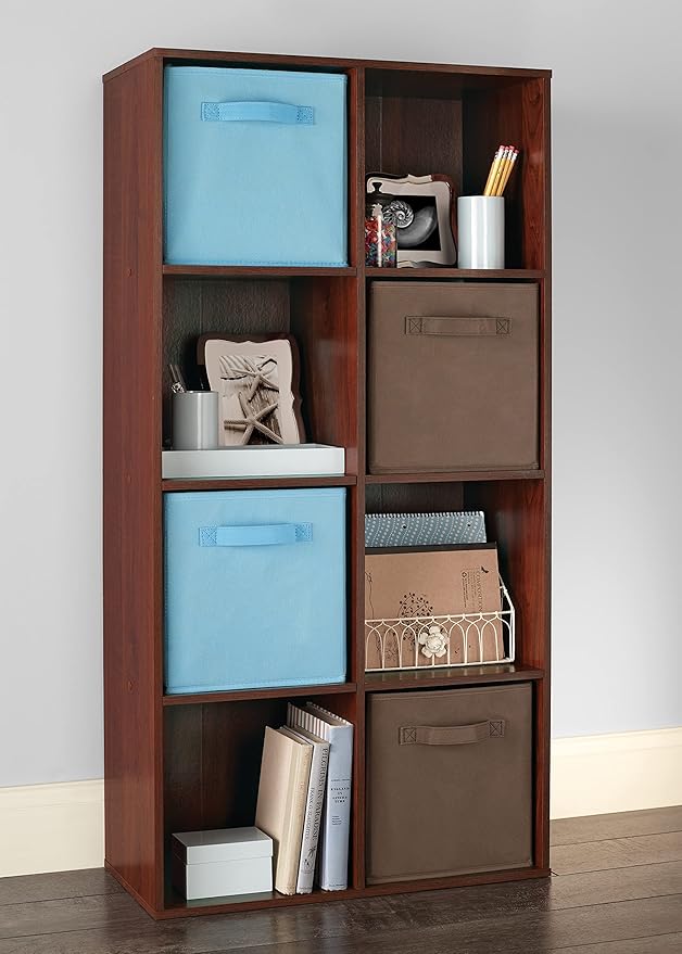ClosetMaid Cubeicals 8 Cube Storage Shelf Organizer Bookshelf, Stackable, Vertical or Horizontal, Easy Assembly, Wood, Dark Cherry Finish