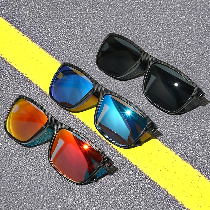 MASDUN 3 Pack Polarized Oversized Square Sunglasses for Women Men, Classic Retro Sun Glasses, for Driving Travel Outdoor