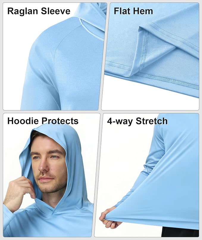 ZITY 5 Pack Mens UPF 50+ Hoodie Shirts Sun Protection Fishing Shirt Fast Dry Lightweight for Athletic Hiking Workout