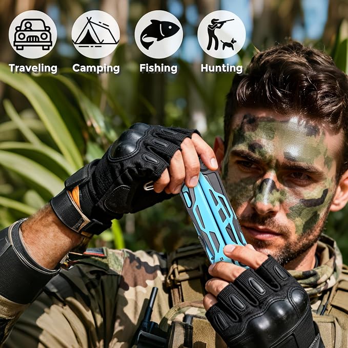 Multitool with Pocket Knife, 25-in-1 Stainless Steel Pliers and Screwdriver, Self-locking Multi-tool EDC Gear with Sheath, Suitable for Camping and Hiking (Powderblue)