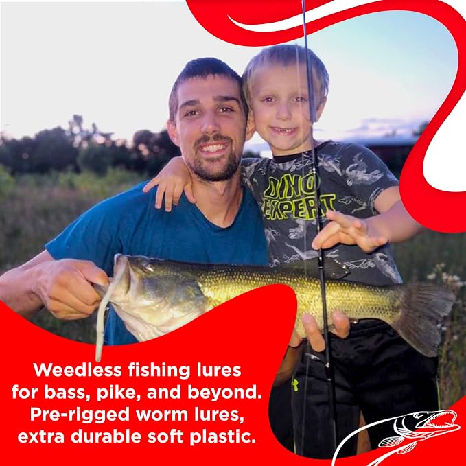 DeLong Lures 6" KILR Worm β Made in USA Weedless Pre-Rigged Soft Plastic Swimbaits, Extra Durable Bass Fishing Lures for Pike and More, 5-Pack Variety
