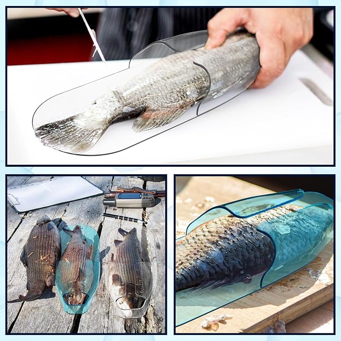 JellyArch 2 Pcs Crappie Fast Check Fish Measuring Board 13.5 x 5.3'' PC Plastic Fish Ruler Crappie Measuring Checker Bump Board Device Easy to Clean Fishing Gear Accessories, Blue and White