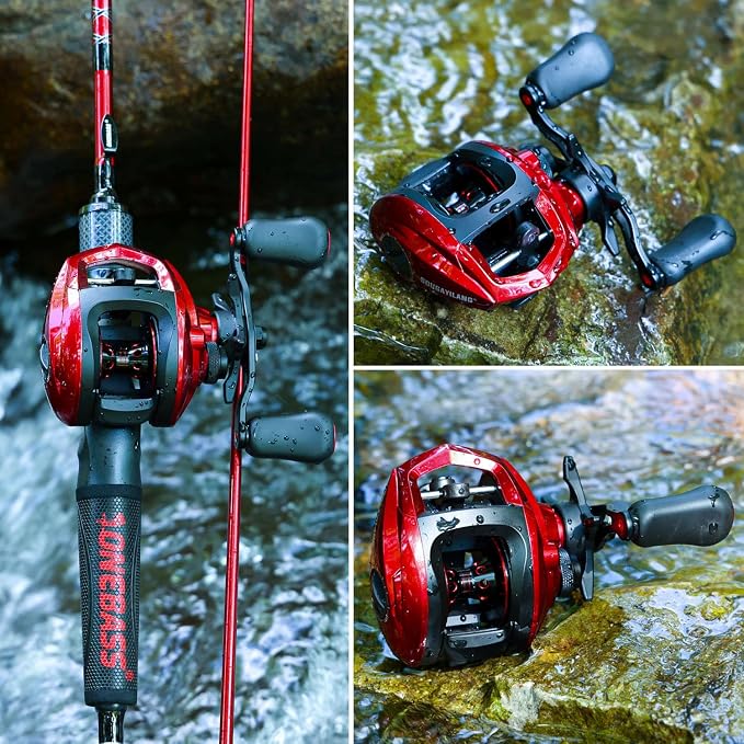 Sougayilang Baitcasting Fishing Reel, 8:1 High Speed Gear Ratio Super Smooth and Powerful Low Profile Baitcaster Reel with Maganic Brake System for Freshwater,Saltwater