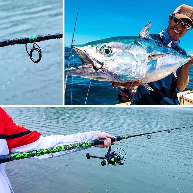 Sougayilang 3 Piece Surf Fishing Rod Combo Medium/Heavy Travel Spinning Rod with 5000 Size Reel Baitfeeder Combo(9'/10'/11'12')
