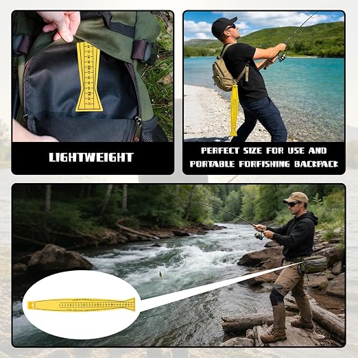 15 Inch Fish Measuring Board Lightweight Fish Ruler Bump Board - Fishing Ruler for Crabs and Fish, Portable Kayak/Boat Measuring Tool Easy to Read (Yellow)