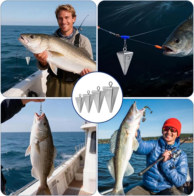 Pyramid Sinkers Fishing Weights Sinkers, Saltwater Fishing Weights Assortment Pyramid Weights for Surf Fishing