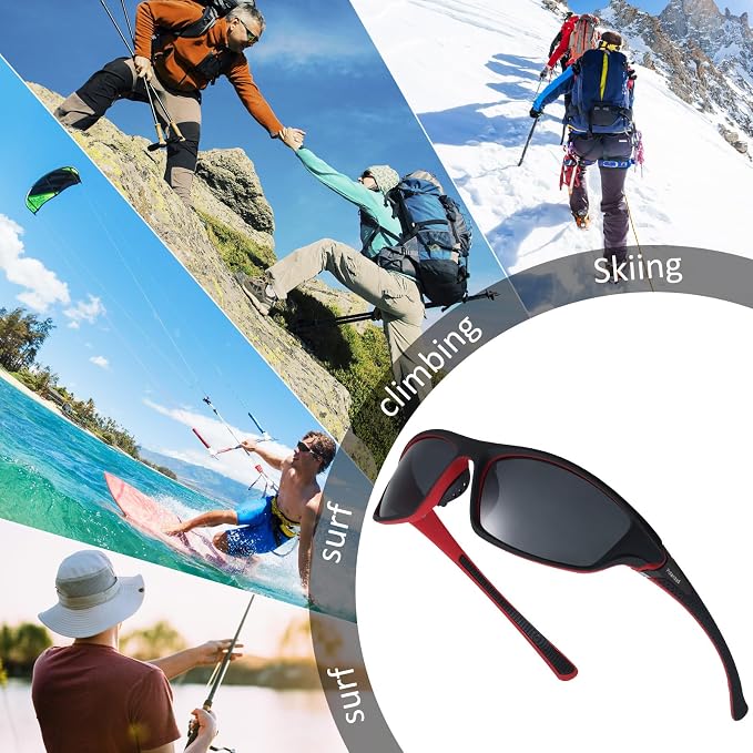 TOODOO 4 Pairs Men Polarized Sunglasses with UV Protection Driving Glasses Sports for Sport Outdoor Activities