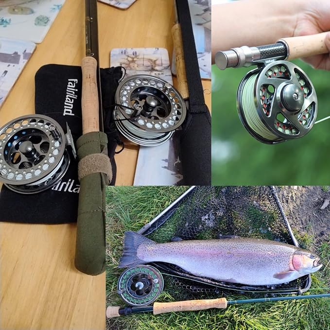 TURMAX MK2 Fly Fishing Reel Combo, CNC Aluminum Large Arbor Fly Reel with 2 Extra Spools and Storage Case, Sealed Carbon Drag, Left/Right Retrieve, 5/6 and 7/8 Line Weight Options
