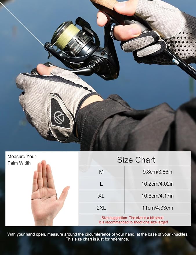 Fishing Gloves 3 Fingerless,Abrasion Resistant, Anti-Slip,Lightweight Breathable for Men Women,Ideal for Lure Fishing