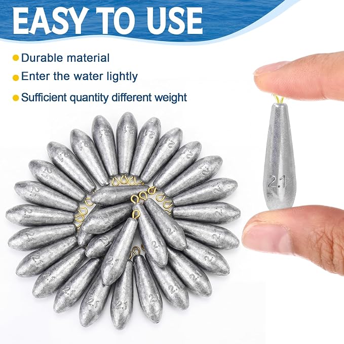 Landhoow Drop Shot Fishing Sinker Weights Kit Freshwater Catfishing Fishing Sinker Bass Casting Removable Line Saltwater Streamlined Snap Weight for Trolling Surf Tackle