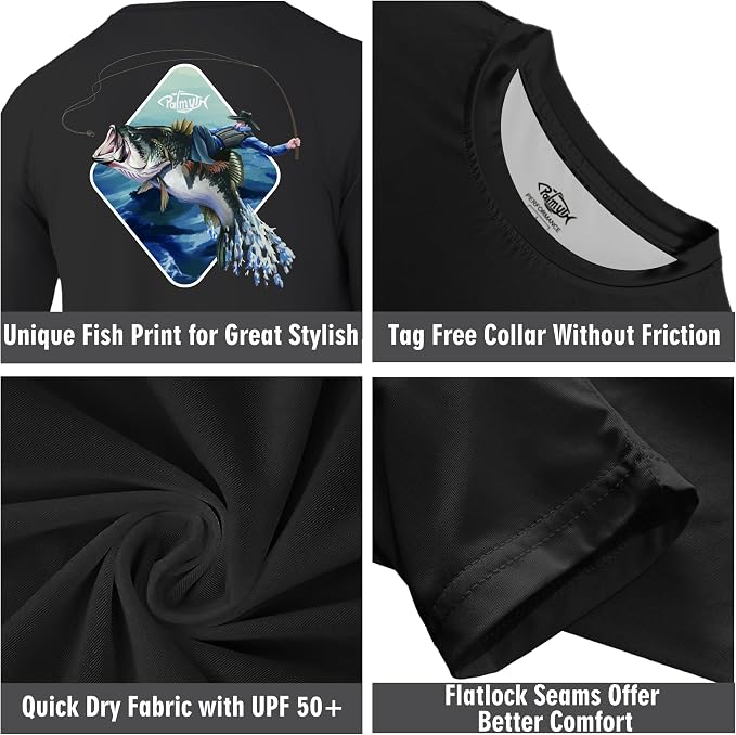 Palmyth Fishing Shirts for Men Long Sleeve UPF 50+ T Shirt Sun Protection Tee