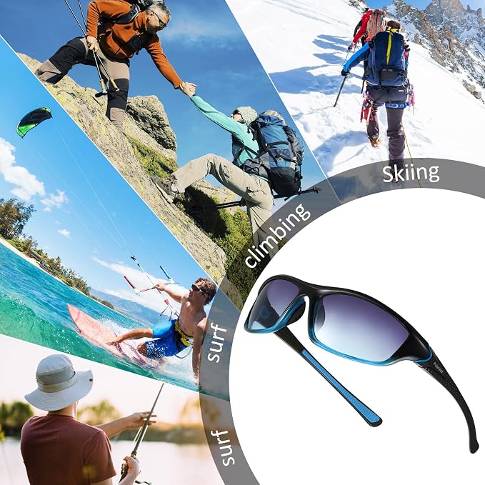 TOODOO 4 Pairs Men Polarized Sunglasses with UV Protection Driving Glasses Sports for Sport Outdoor Activities