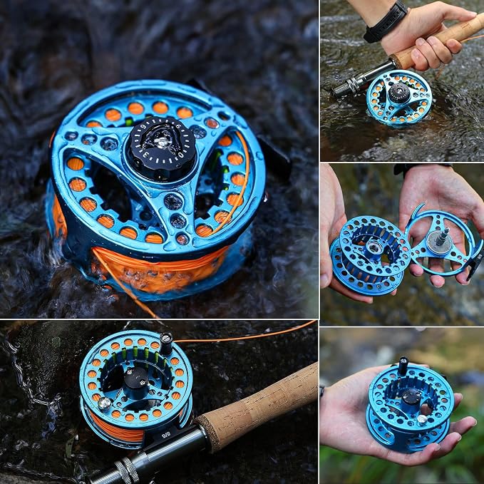 Sougayilang Fly Fishing Reel, Die Cast Aluminum Fly Reel, 5/6, 7/8, Weight Saltwater Fly Reels, 5/6, 7/8, Weight Saltwater Fly Reels
