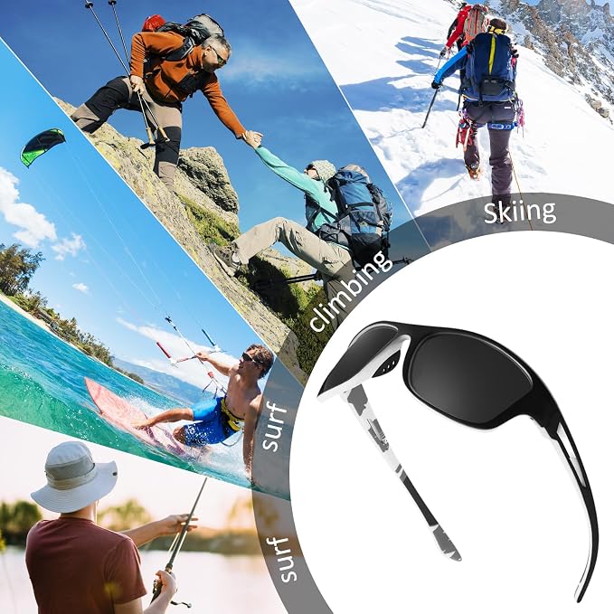 TOODOO 4 Pairs Men Polarized Sunglasses with UV Protection Driving Glasses Sports for Sport Outdoor Activities