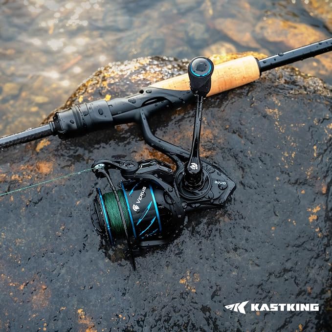 KastKing Verus Spinning Reel, Ultra-Lightweight 5oz Fishing Reel, 5.2:1/6.2:1 Gear Ratio, Aerodynamic Reel Rotor, 10+1 Stainless Steel Bearings, Lightweight Nylitech Body&Rotor, Carbon Fiber Drag