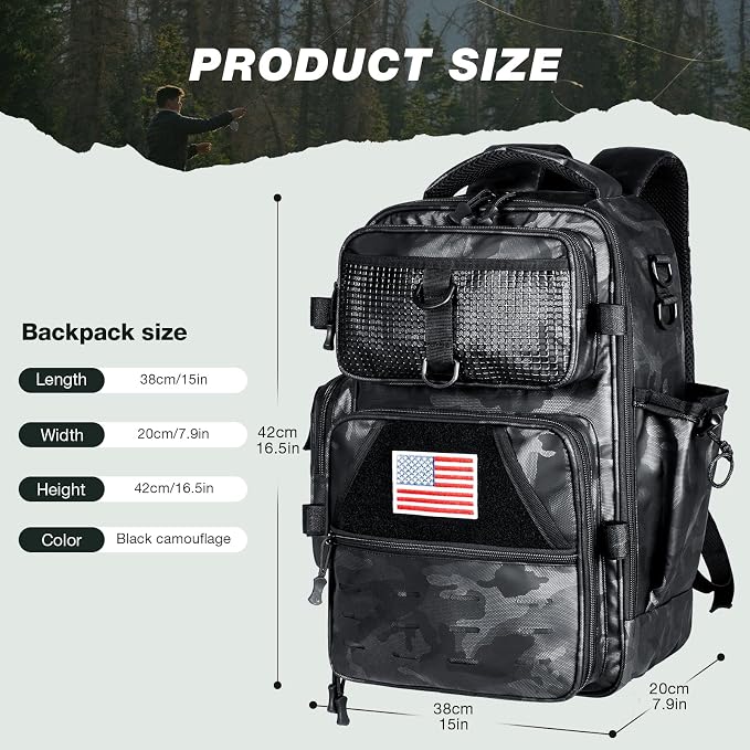 Ghosthorn Fishing Backpack Waterproof Tackle Bag Sling Bag Gift