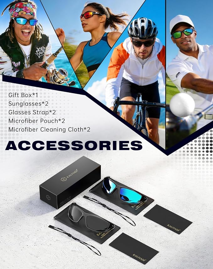 KALIYADI 4 Pack Polarized Sunglasses-Men Sports Sun-glasses: Mens Sunglasses UV Protection for Fishing Driving Cycling