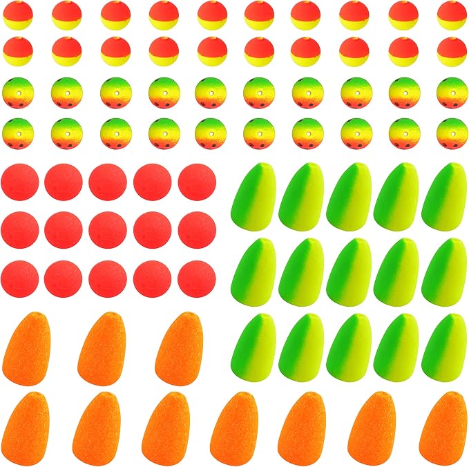 SILANON Pompano Rigs Floats Beads Kit,Foam Snell Fishing Floats Bobbers for Surf Fishing Live Bait Walleye Rig Making Accessories Bullet Cylinder Float for Trout Catfish