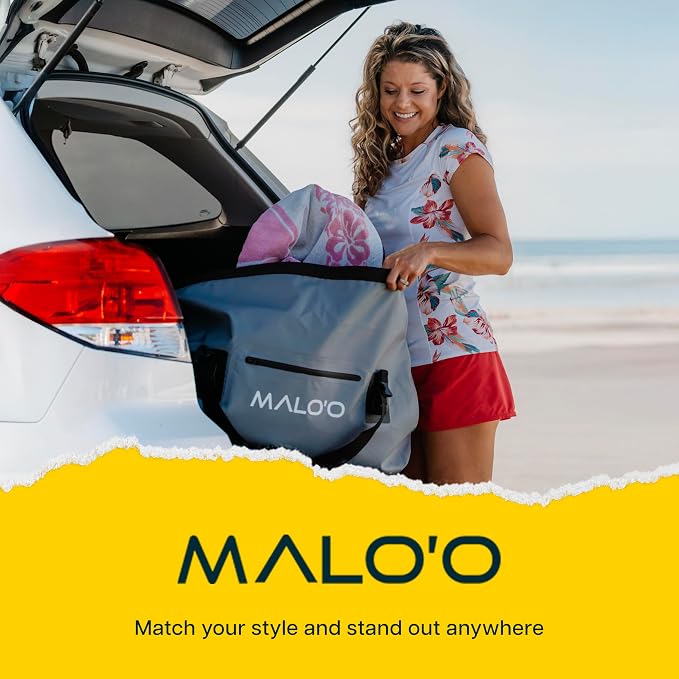 Malo’o Waterproof Dry Duffel, Heavy-Duty Roll Top Waterproof Gear Bag with Shoulder Strap & Molle Loops, Marine Duffel for Kayaking, Boating, Camping, Beach & Travel, Grey, 60L