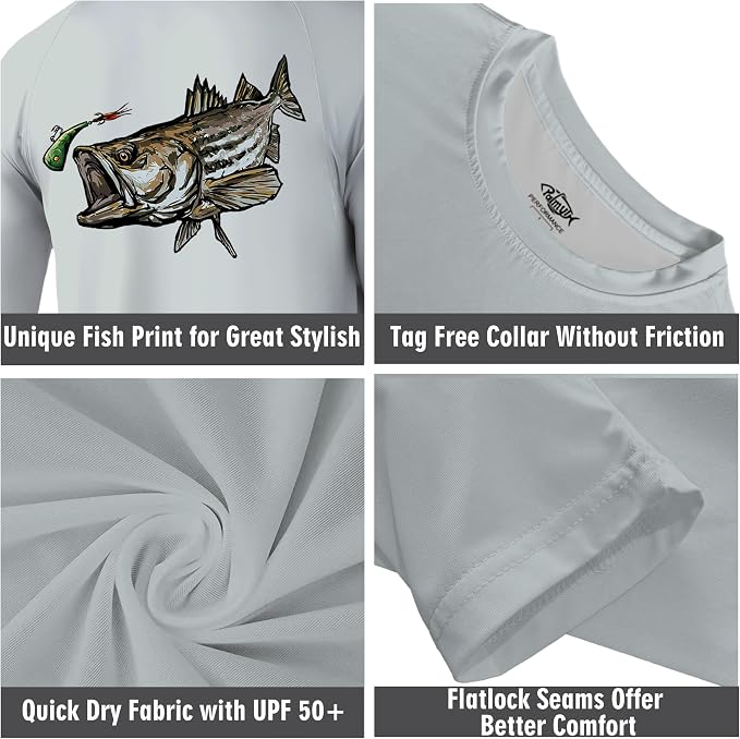 Palmyth Fishing Shirts for Men Long Sleeve UPF 50+ T Shirt Sun Protection Tee