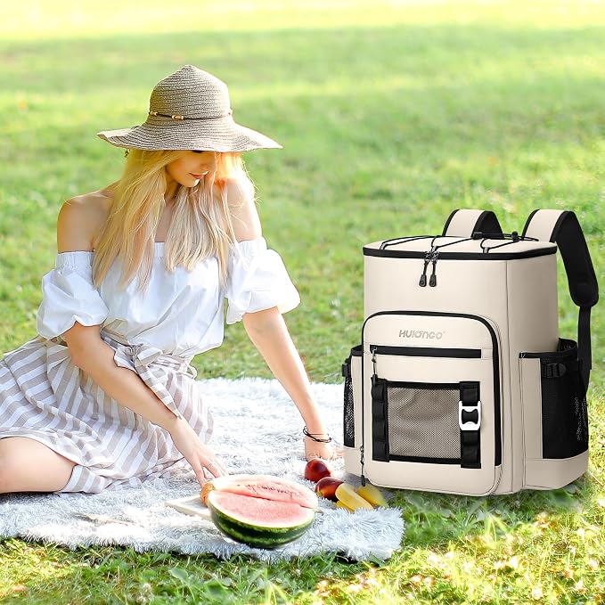 Hulongo Cooler Backpack, 30L Insulated Leakproof Soft Cooler Bag for 52 Cans, Lightweight Backpack for Beach, Picnic, Camping, Hiking, Fishing and Travel