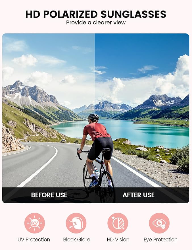 Lamicall 24g Polarized Sports Sunglasses for Men Women - UV400 Protection Sun Glasses for Baseball Running Cycling Fishing