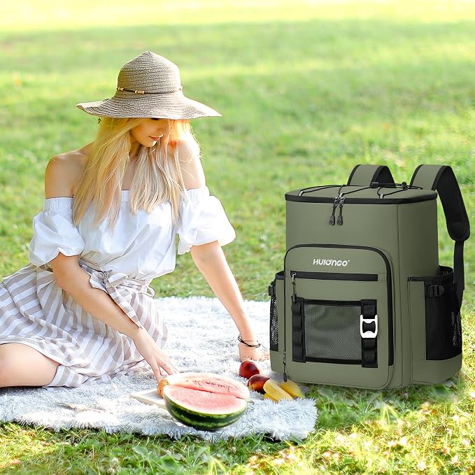 Hulongo Cooler Backpack, 30L Insulated Leakproof Soft Cooler Bag for 52 Cans, Lightweight Backpack for Beach, Picnic, Camping, Hiking, Fishing and Travel