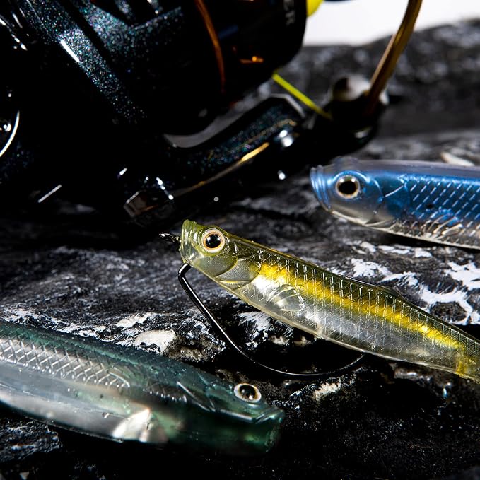 Dr.Fish Soft Plastic Baits, Fork Tail Soft Jerkbait Minnow Lures, 3 to 4-3/4 Inches Soft Swimbaits Jerk Shad Baits Crappie Bass Fishing Lures