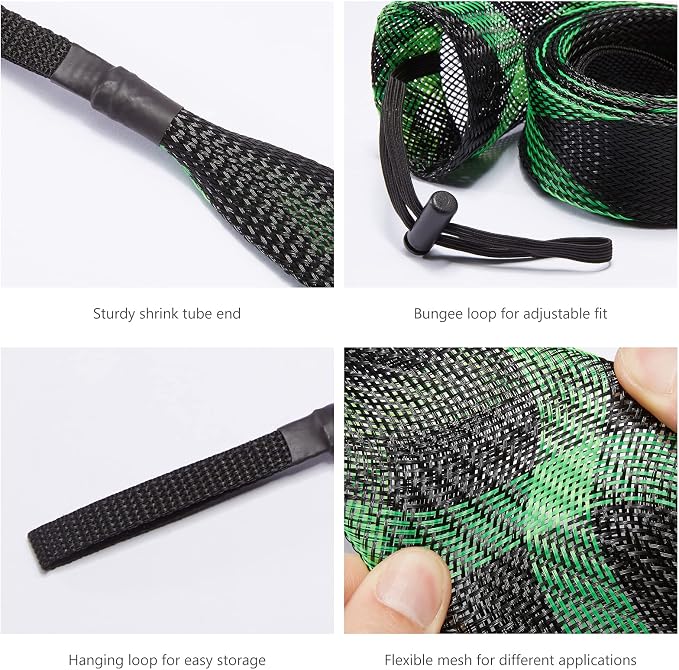 BASSDASH Casting Spinning Fishing Rod Sleeves Protective Rod Socks for Fishing Poles Up to 7-1/2ft