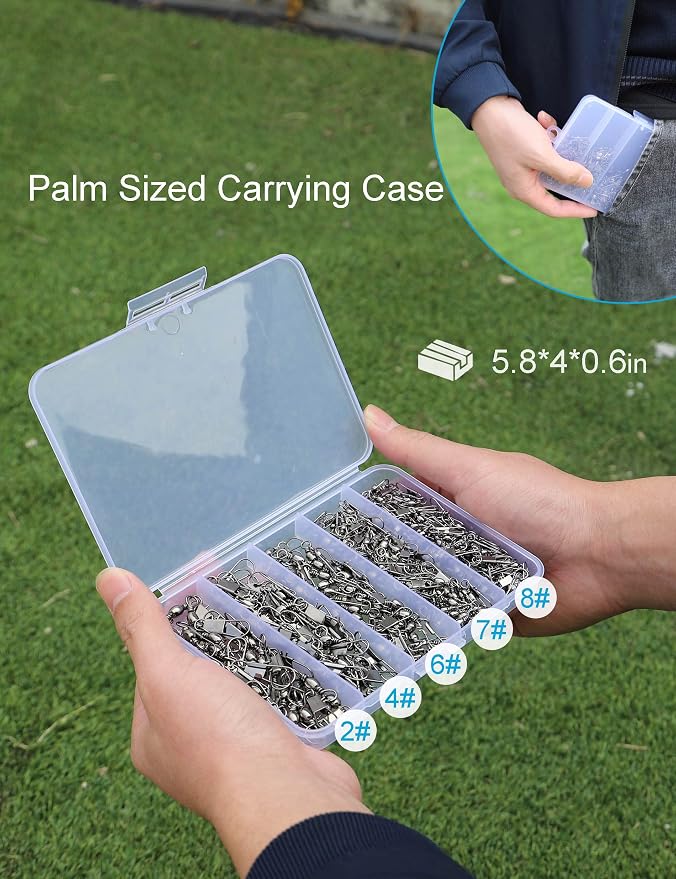 Fishing Swivels Snap Swivels 210pcs Barrel Swivels with Snaps, Fishing Swivels Saltwater Freshwater Snap Connector