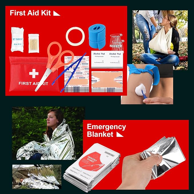 PIXATO Survival Kits, Survival Gear and Equipment 116-in-1, Emergency Kit with First Aid Kit, Tactical Pen, Fishing Kit, Headlamp for Camping, Hiking, Hunting, Gift for Mens