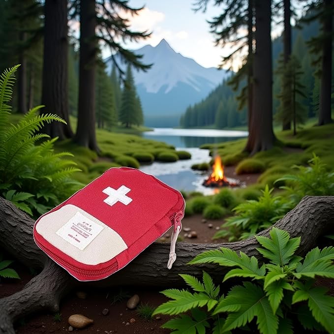 Red Portable Mini First Aid Kit,Outdoor Camping Family Survival First Aid Kit Cross Pattern Safety and Survival Camping and Hiking